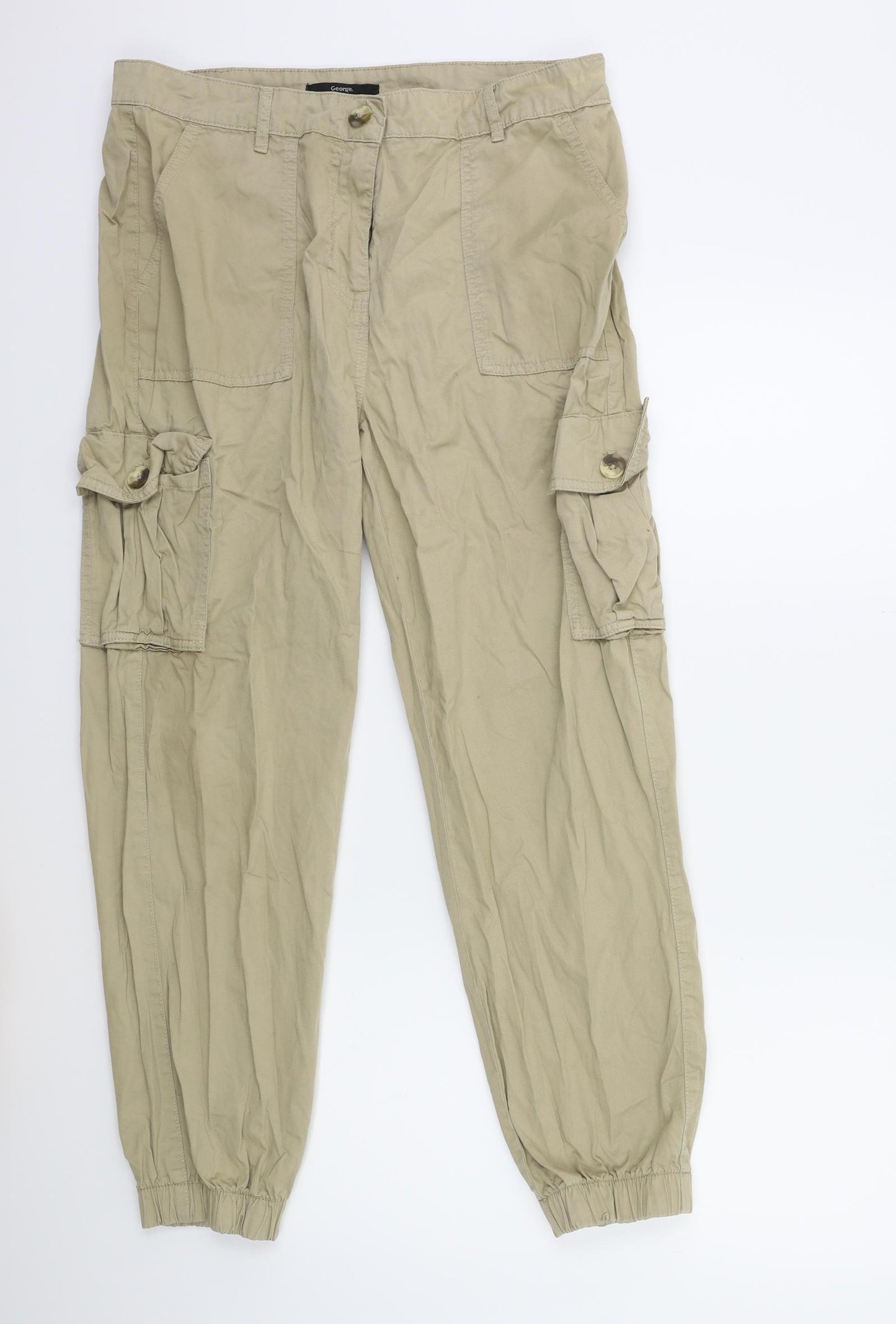 George Womens Beige   Cargo Trousers Size 14 L27 in