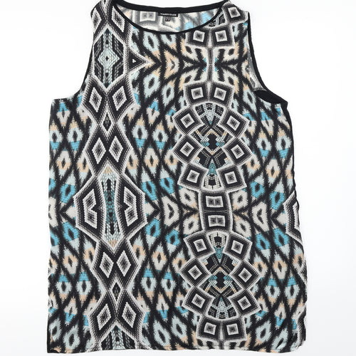 Warehouse Womens Black Herringbone  Basic Blouse Size 16