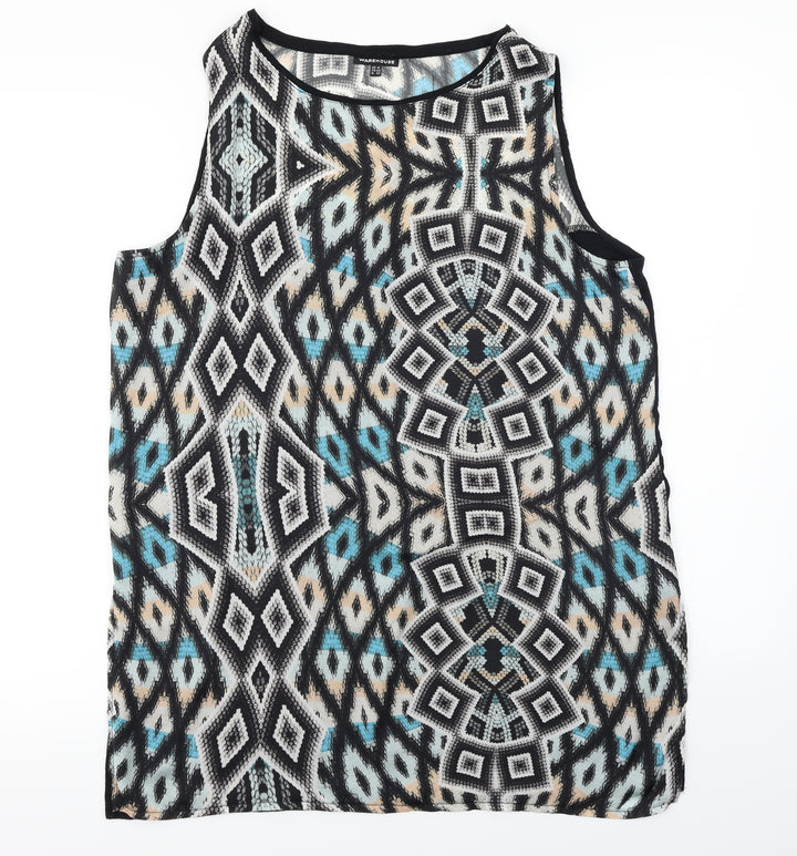 Warehouse Womens Black Herringbone Basic Blouse Size 16