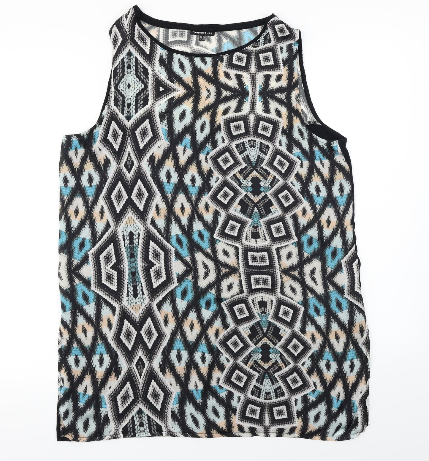 Warehouse Womens Black Herringbone  Basic Blouse Size 16