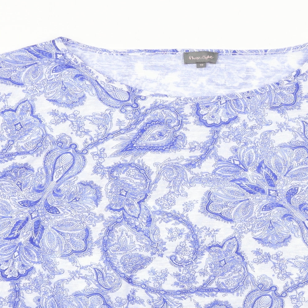 Phase Eight  Womens Blue Floral  Basic Blouse Size 18
