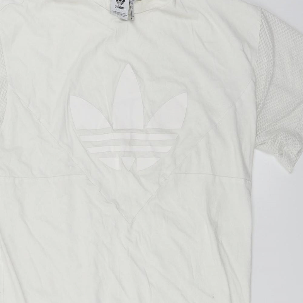 adidas  Womens White   Basic T-Shirt Size 14