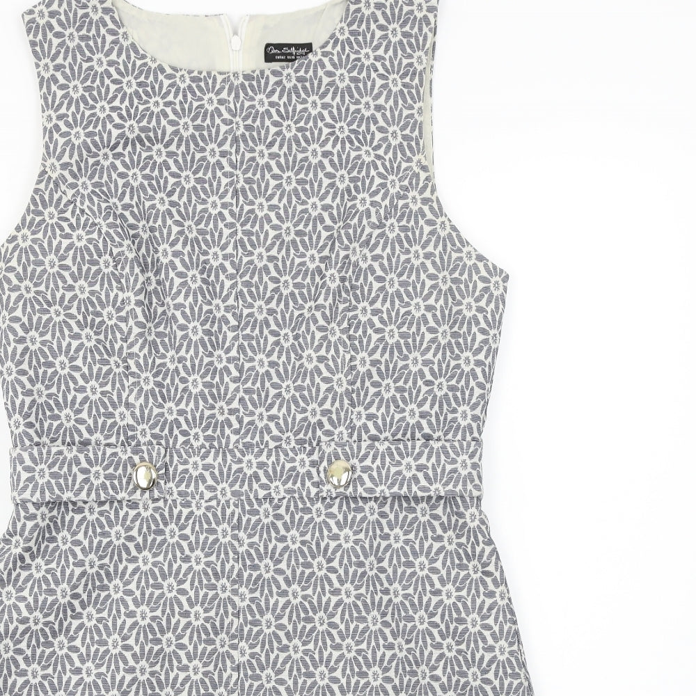 Miss Selfridge  Womens Grey Floral  A-Line  Size 14