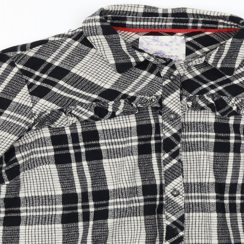 Falmer Heritage   Womens Black Check  Basic Button-Up Size 18