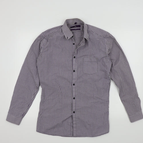 NEXT Mens Purple Check   Button-Up Size 38