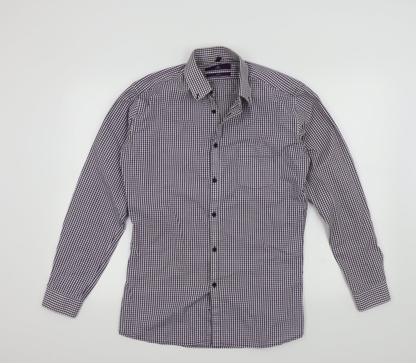 NEXT Mens Purple Check   Button-Up Size 38