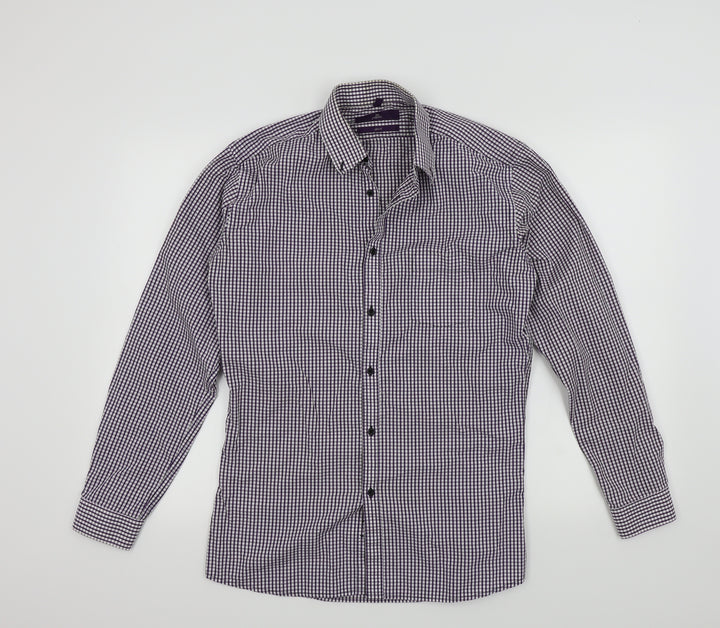 NEXT Mens Purple Check   Button-Up Size 38