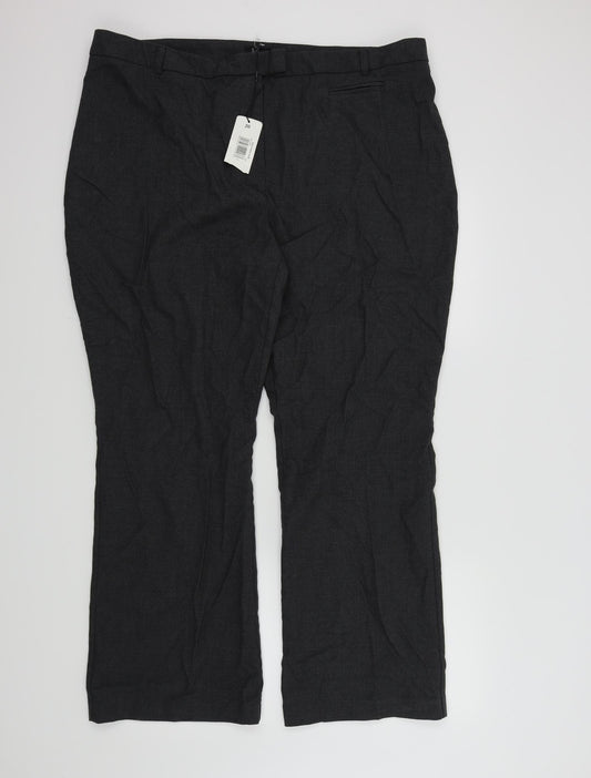Front view of Soon women’s grey trousers, size UK 20, in, 28-inch leg