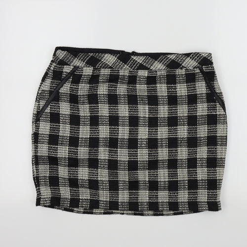 Gina Womens Black Check  A-Line Skirt Size 24 in