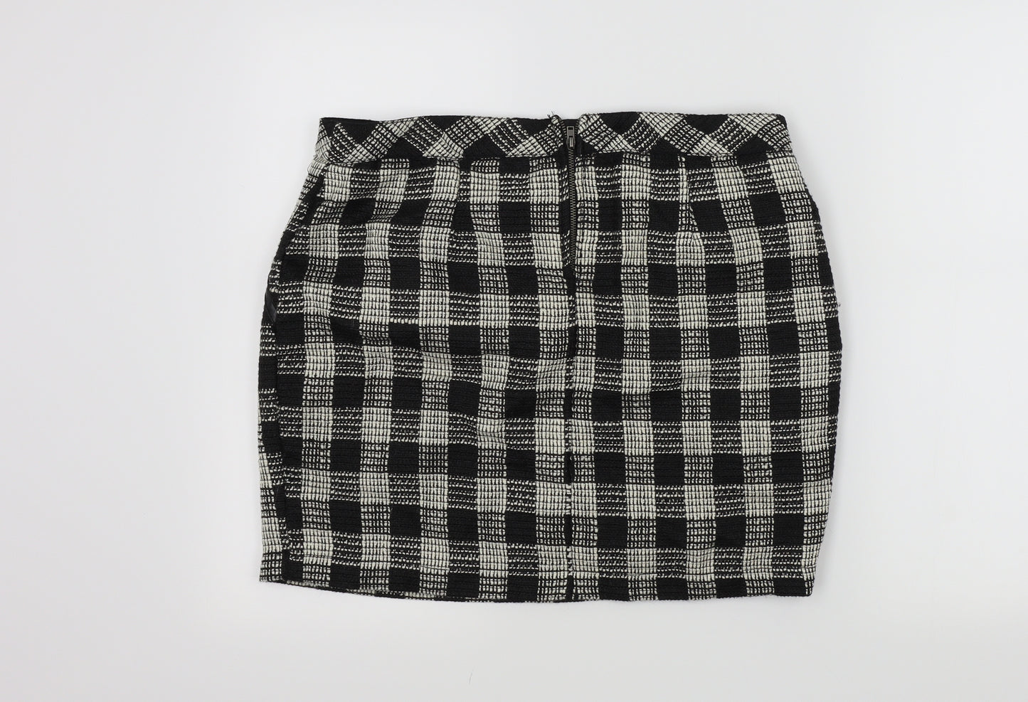 Gina Womens Black Check  A-Line Skirt Size 24 in