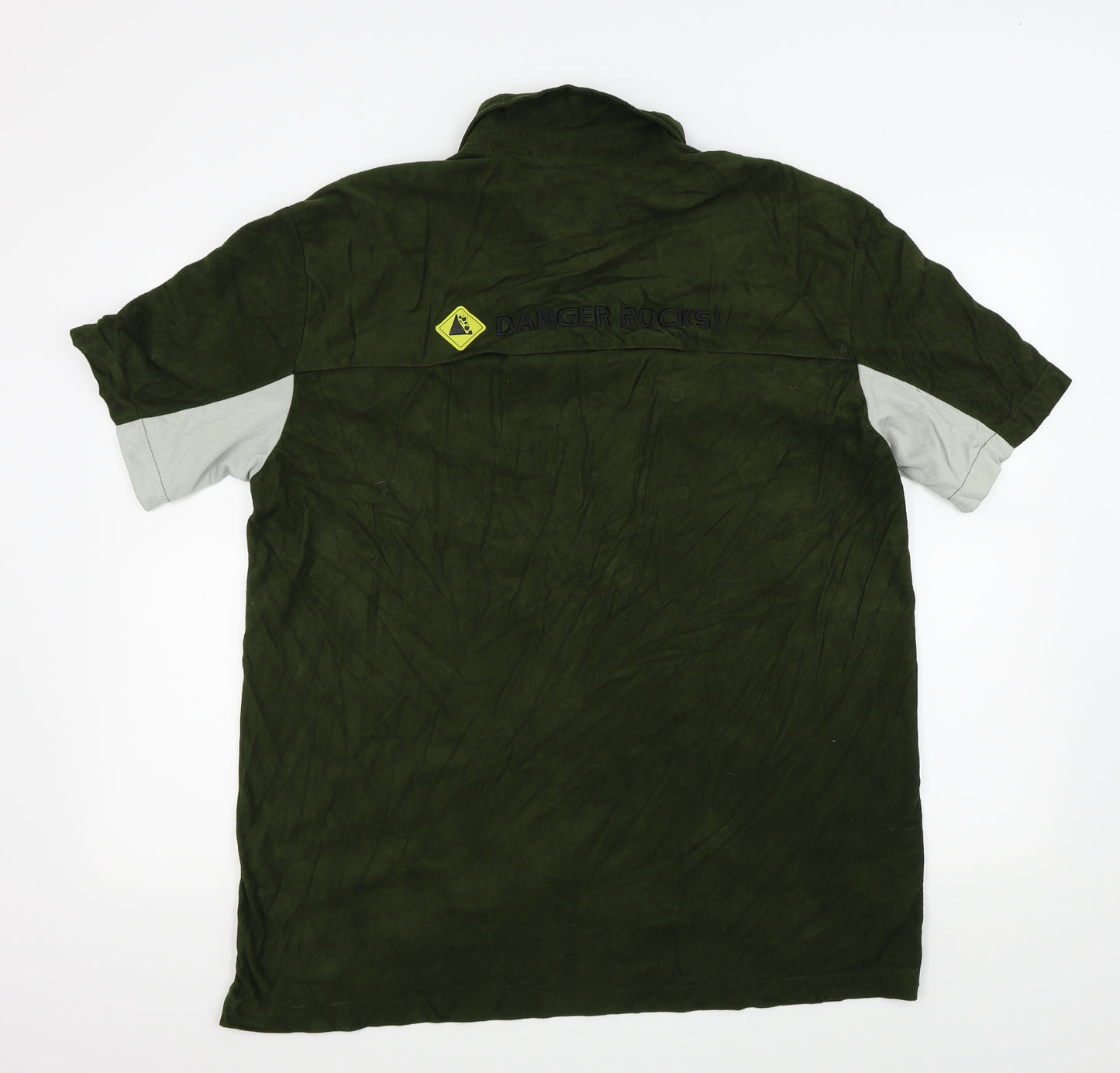 danger rocks Mens Green    Button-Up Size Big 2X
