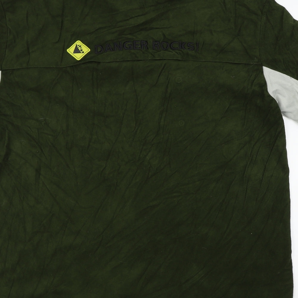 danger rocks Mens Green    Button-Up Size Big 2X
