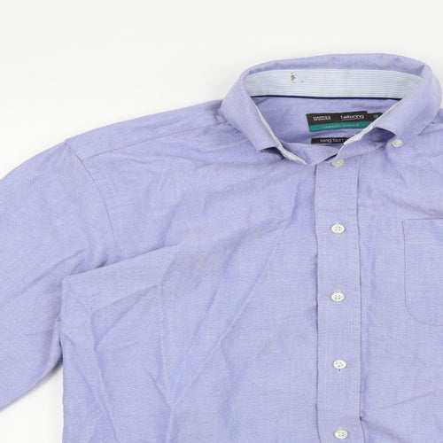 M&S Mens Blue Colourblock   Button-Up Size 38