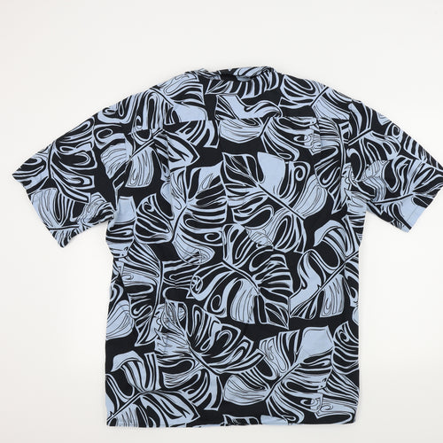 Hawaiian Mens Blue Geometric   Button-Up Size L
