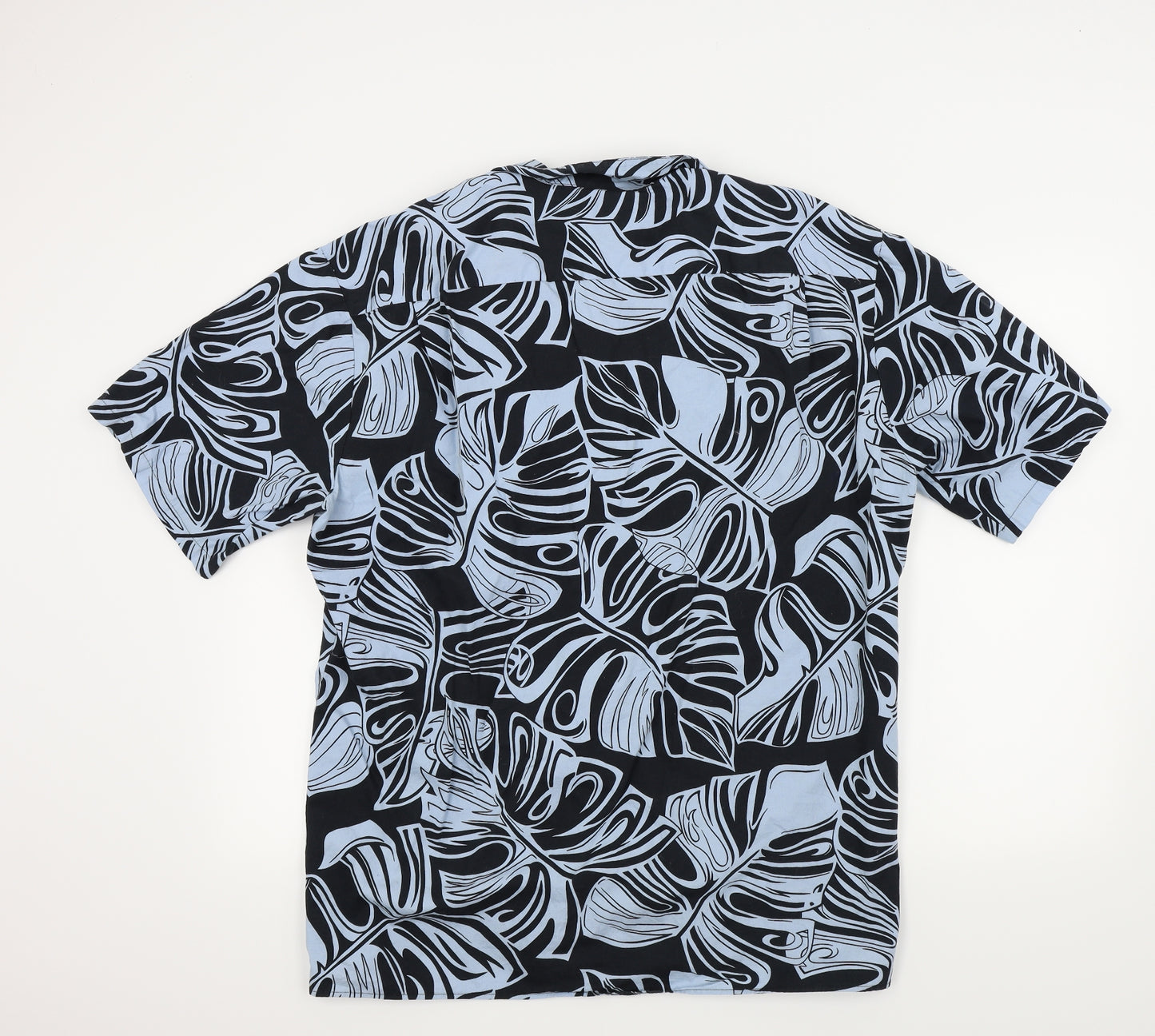Hawaiian Mens Blue Geometric   Button-Up Size L
