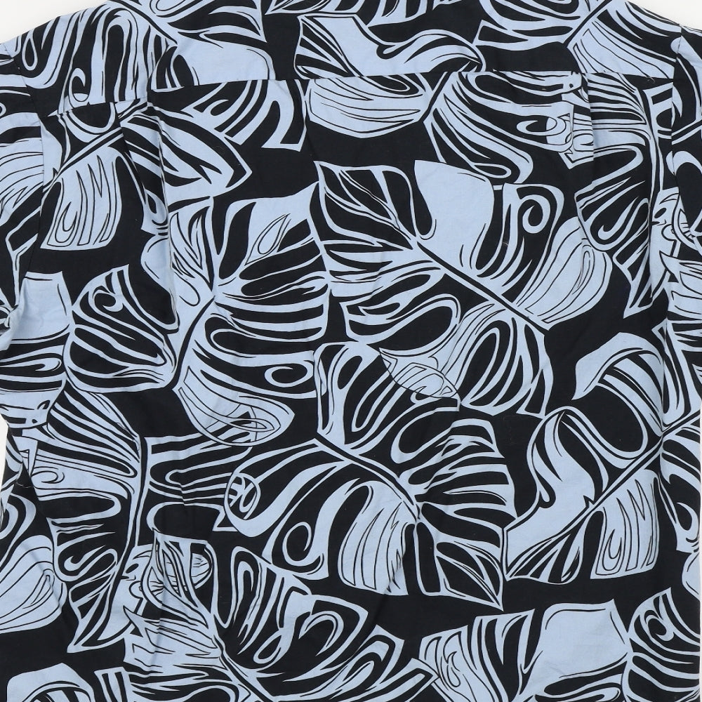 Hawaiian Mens Blue Geometric   Button-Up Size L