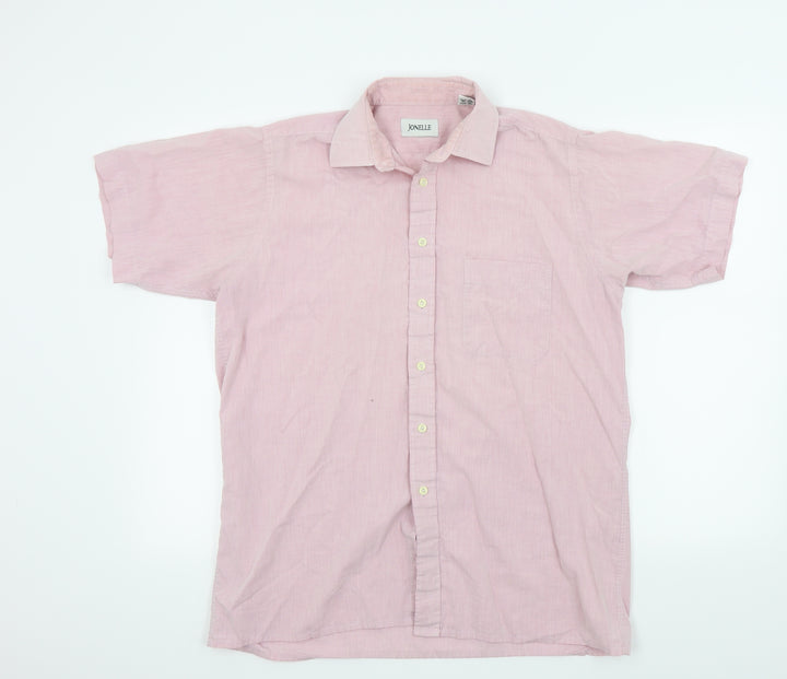 jonelle Mens Pink Colourblock Button-Up Size M