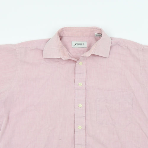 jonelle Mens Pink Colourblock   Button-Up Size M