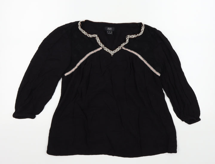 F&F Womens Black Colourblock  Basic Blouse Size 8