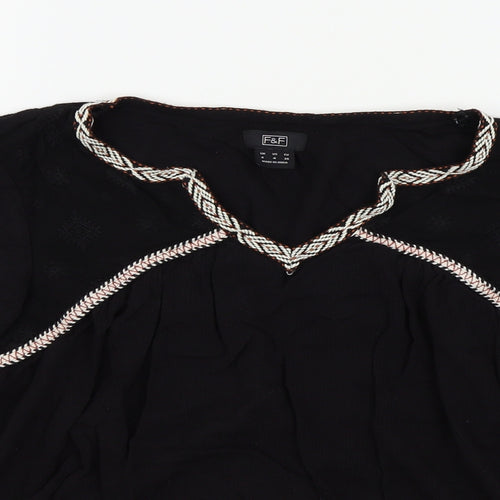 F&F Womens Black Colourblock  Basic Blouse Size 8