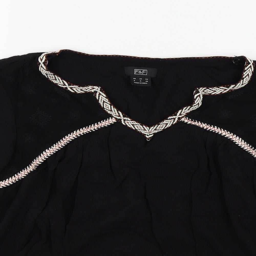 F&F Womens Black Colourblock  Basic Blouse Size 8