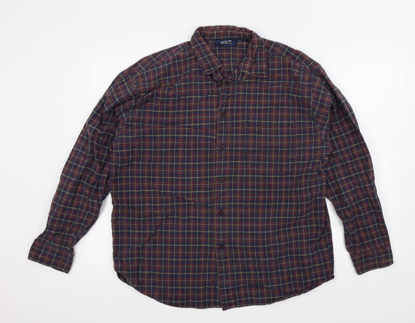 Rico Mens Red Check   Button-Up Size L