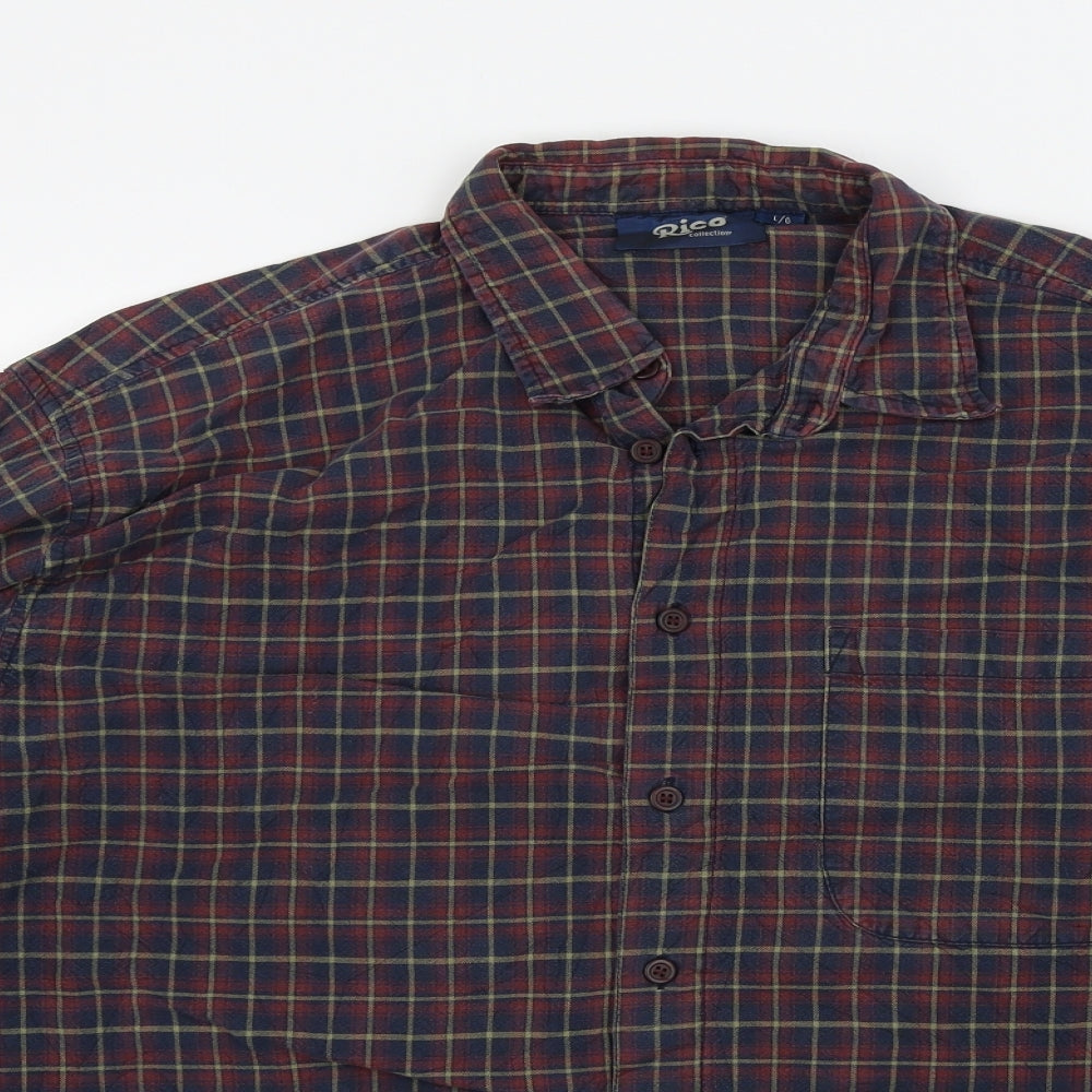 Rico Mens Red Check   Button-Up Size L