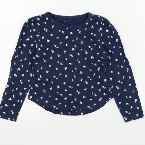 TU Girls Blue   Basic T-Shirt Size 6 Years  - Flower detail
