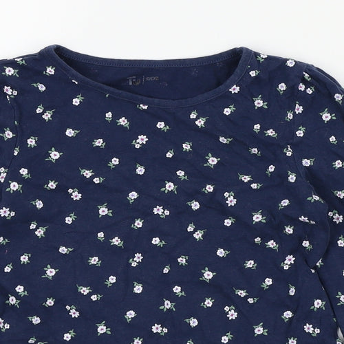TU Girls Blue   Basic T-Shirt Size 6 Years  - Flower detail