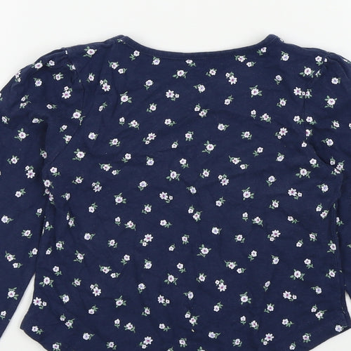 TU Girls Blue   Basic T-Shirt Size 6 Years  - Flower detail