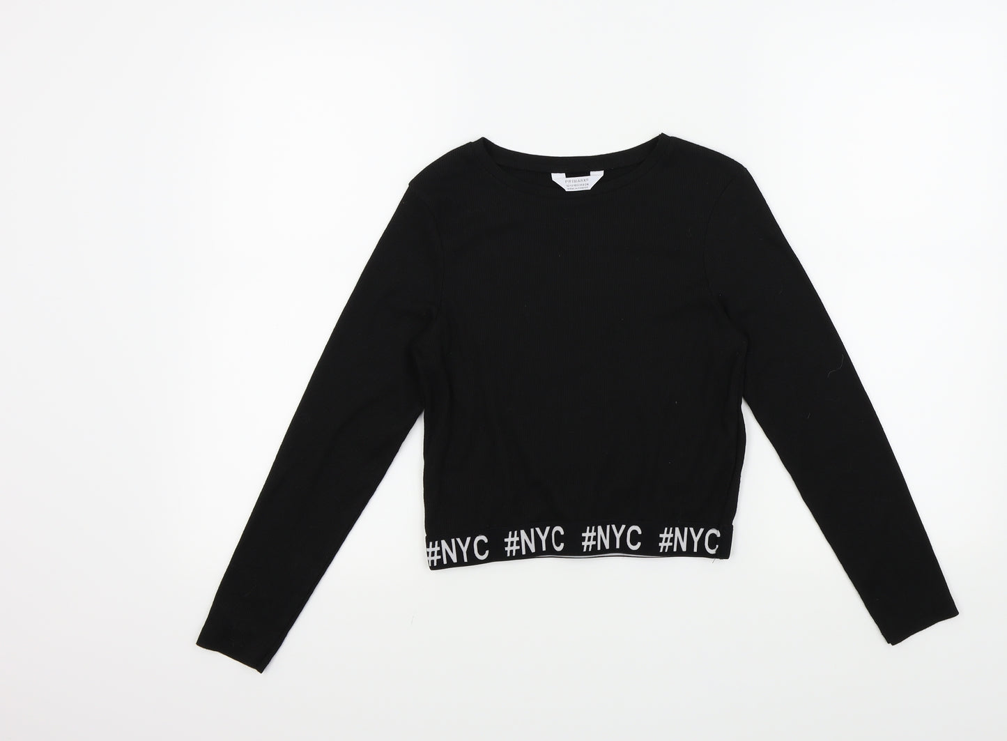 Primark Girls Black   Basic T-Shirt Size 13 Years  - NYC