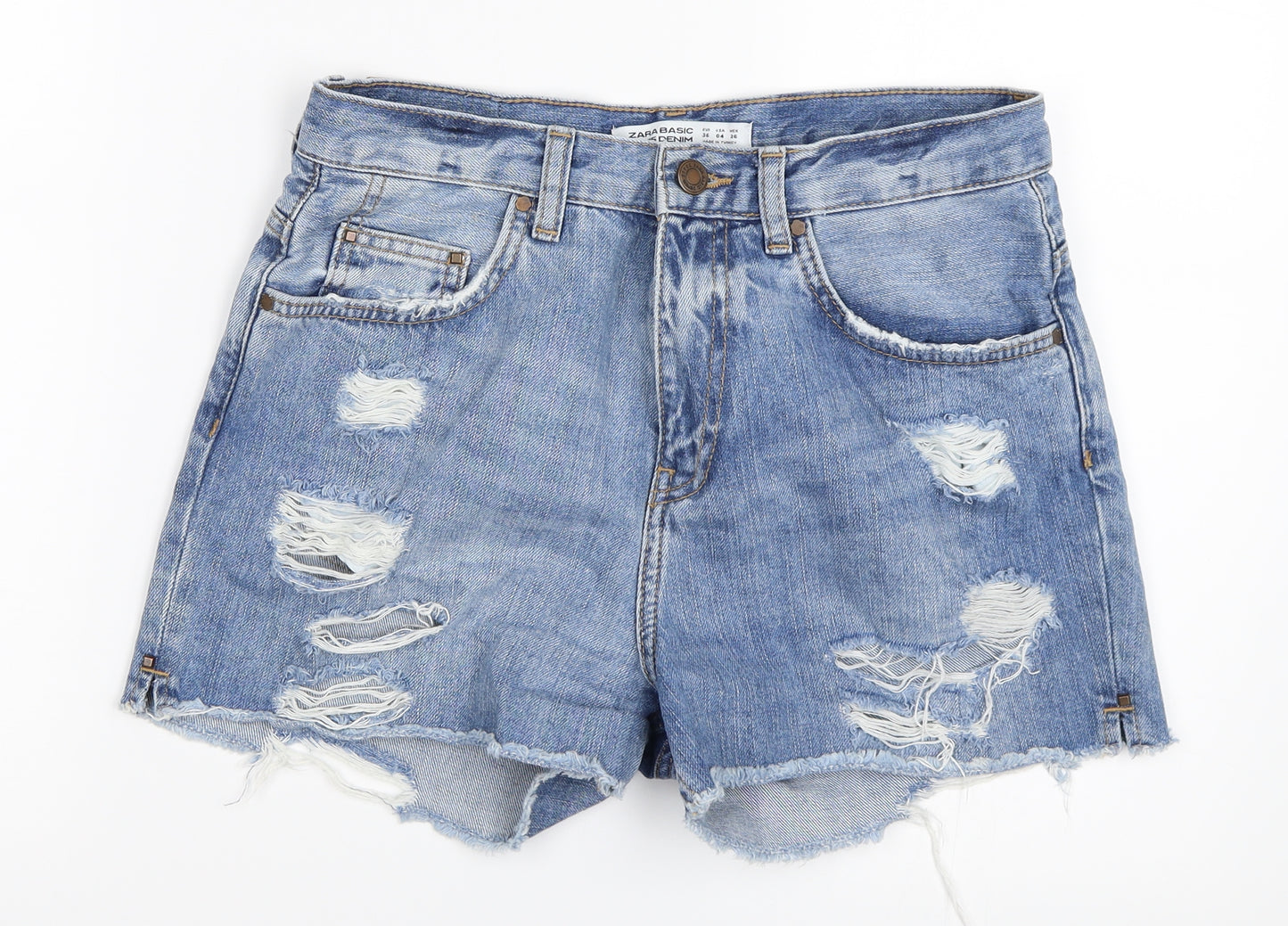 Zara Womens Blue  Denim Hot Pants Shorts Size 36