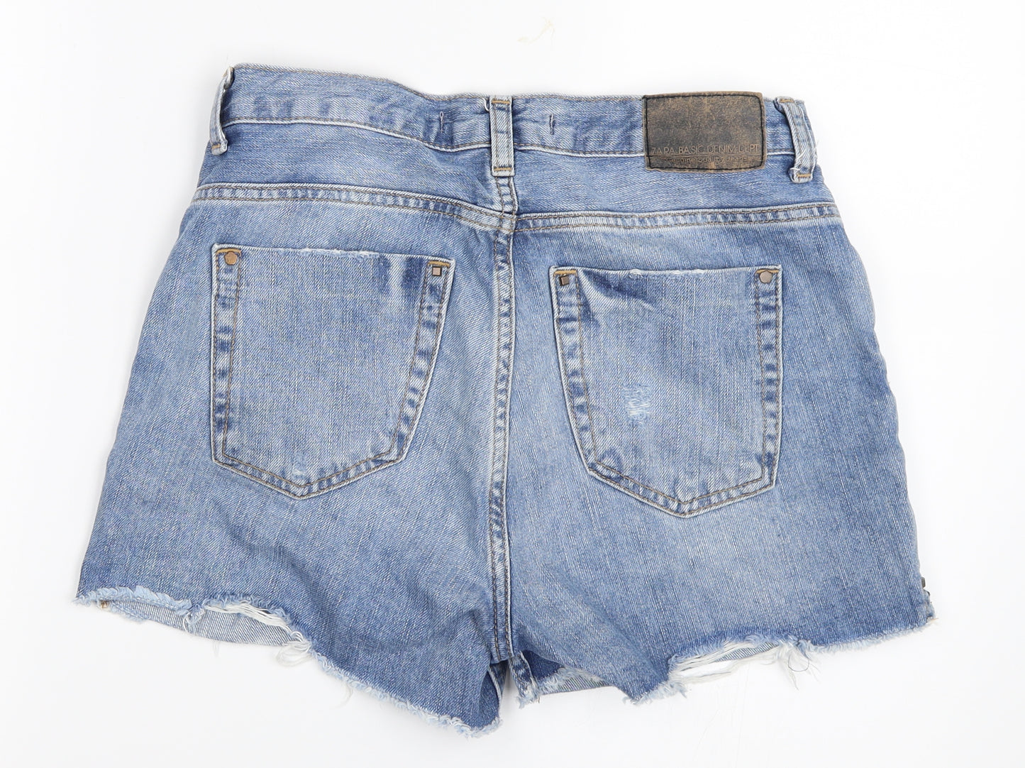 Zara Womens Blue  Denim Hot Pants Shorts Size 36