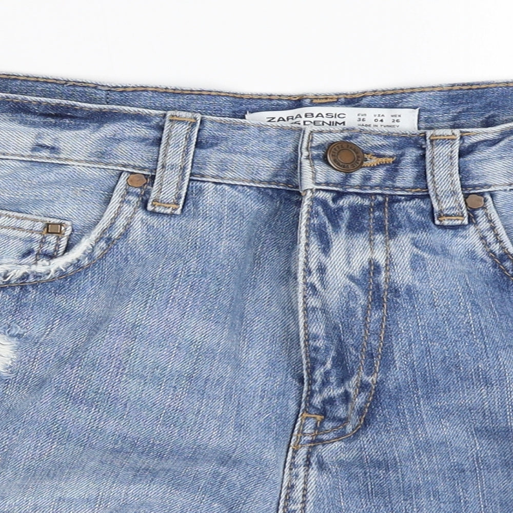 Zara Womens Blue  Denim Hot Pants Shorts Size 36
