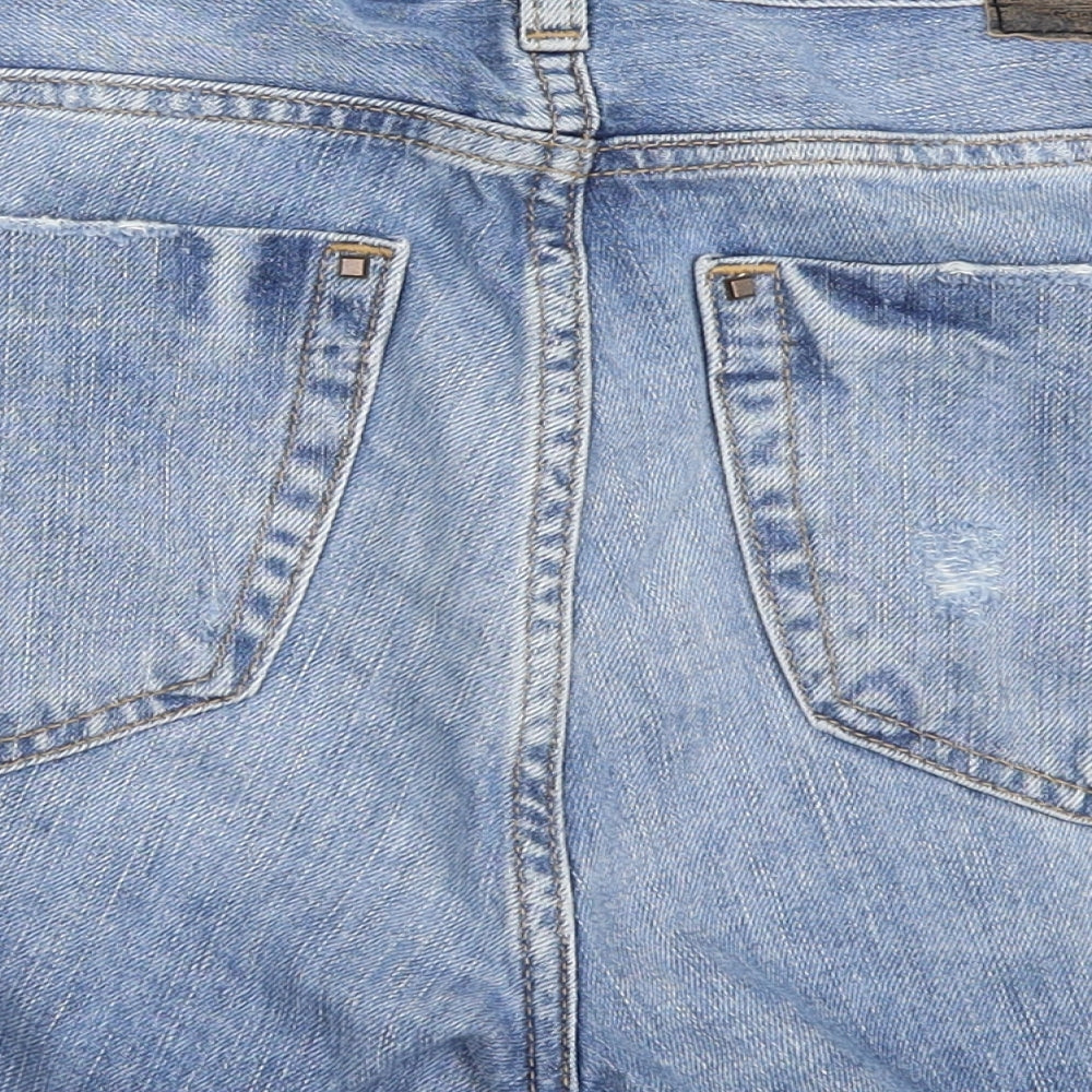 Zara Womens Blue  Denim Hot Pants Shorts Size 36