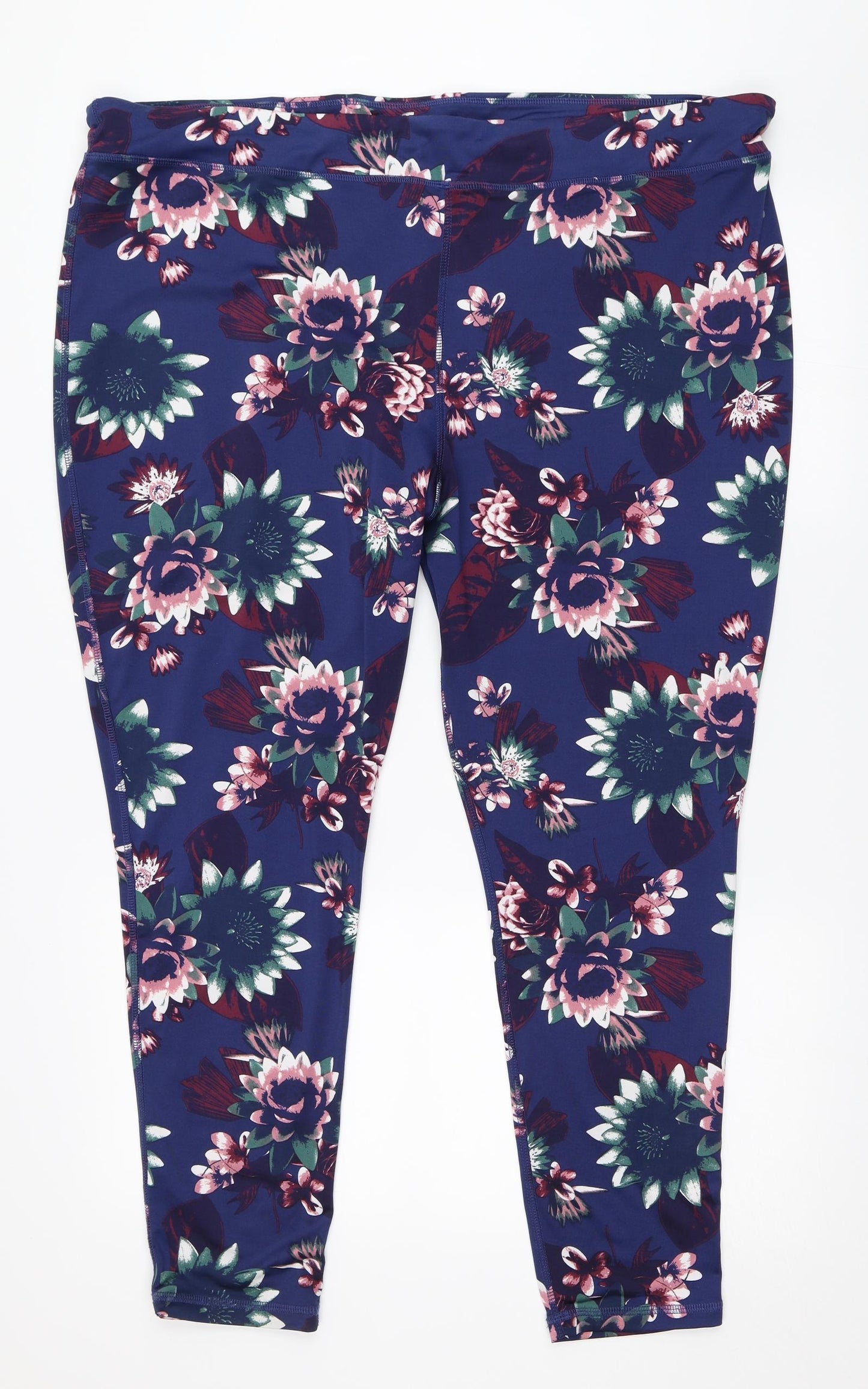 TU Womens Blue Floral  Compression Leggings Size 22 L27 in