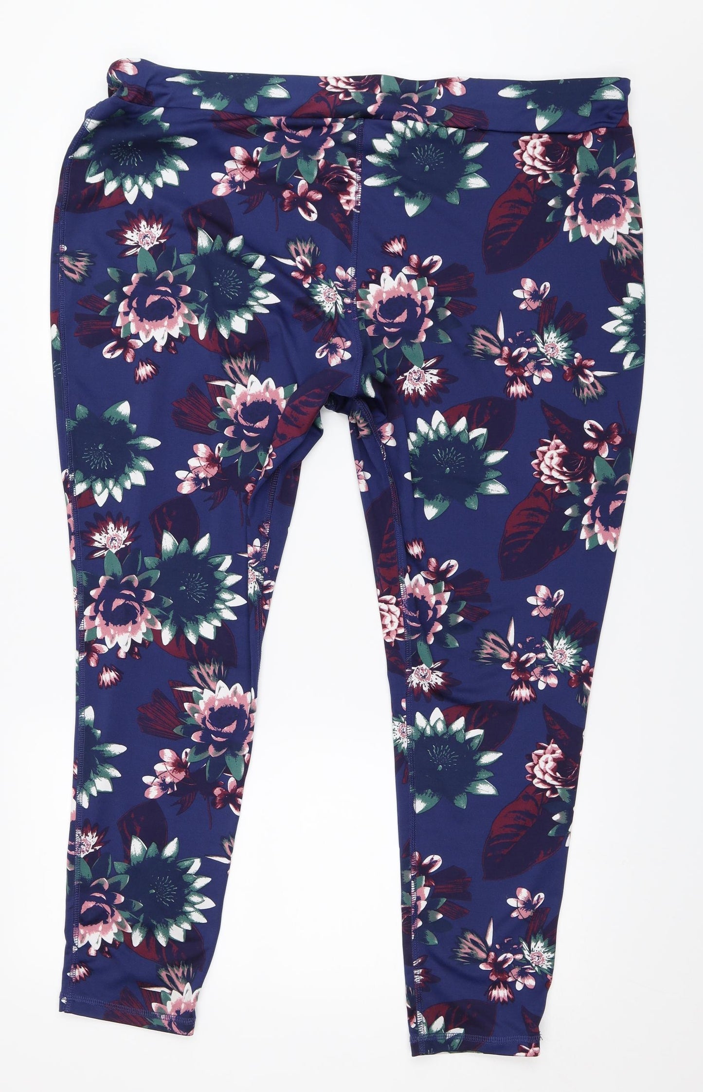 TU Womens Blue Floral  Compression Leggings Size 22 L27 in