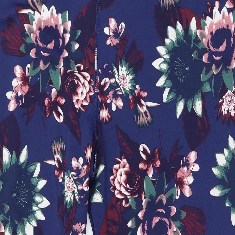TU Womens Blue Floral  Compression Leggings Size 22 L27 in