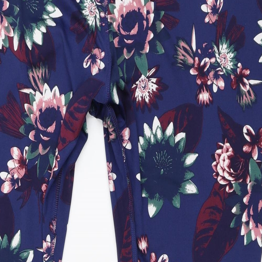TU Womens Blue Floral  Compression Leggings Size 22 L27 in
