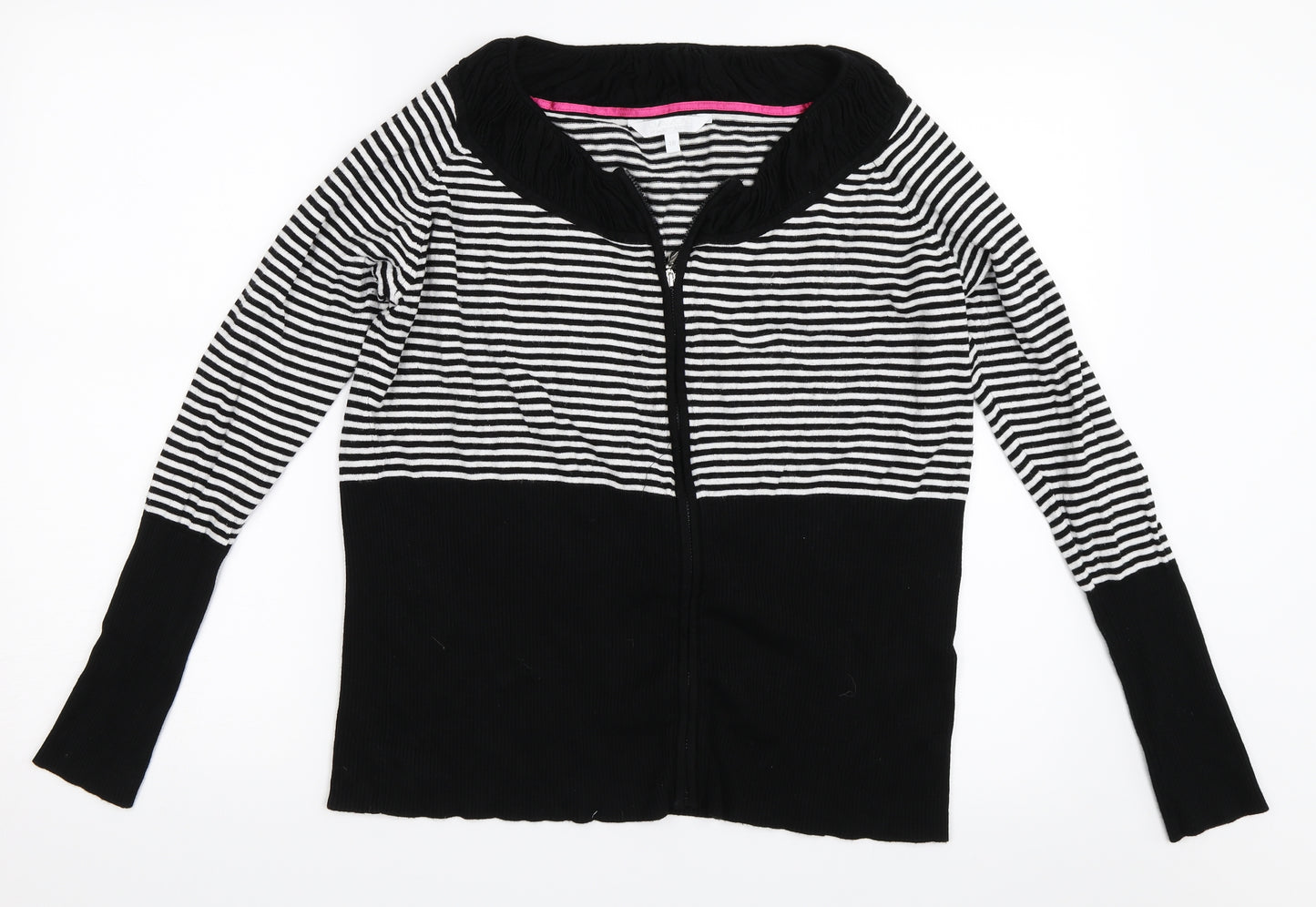 Debenhams Womens Black Striped  Full Zip Jumper Size 18