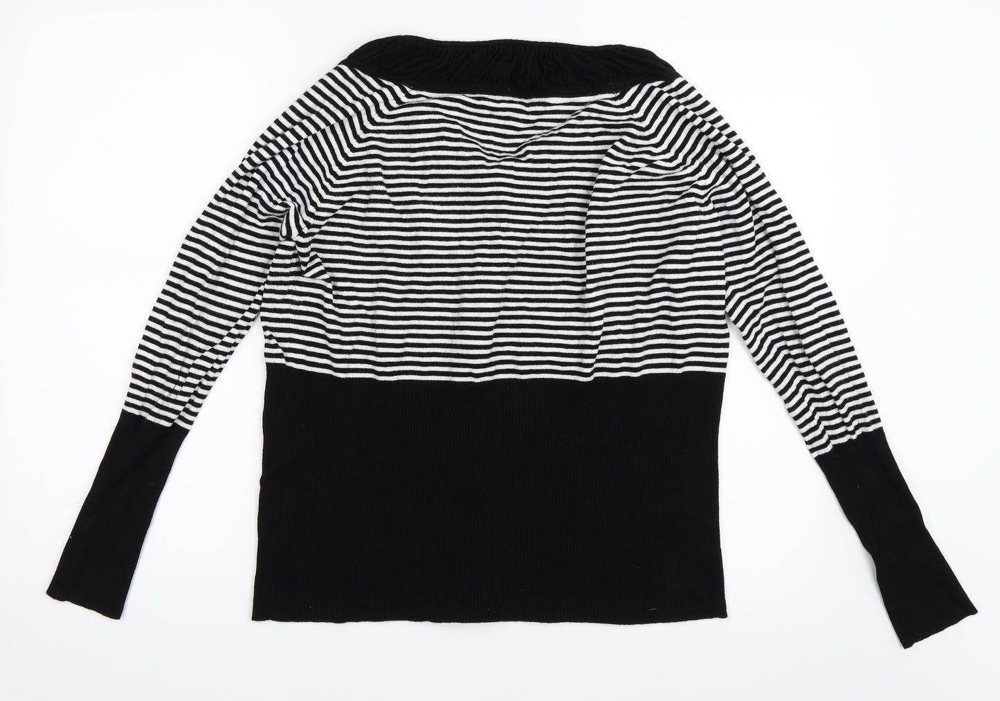 Debenhams Womens Black Striped  Full Zip Jumper Size 18