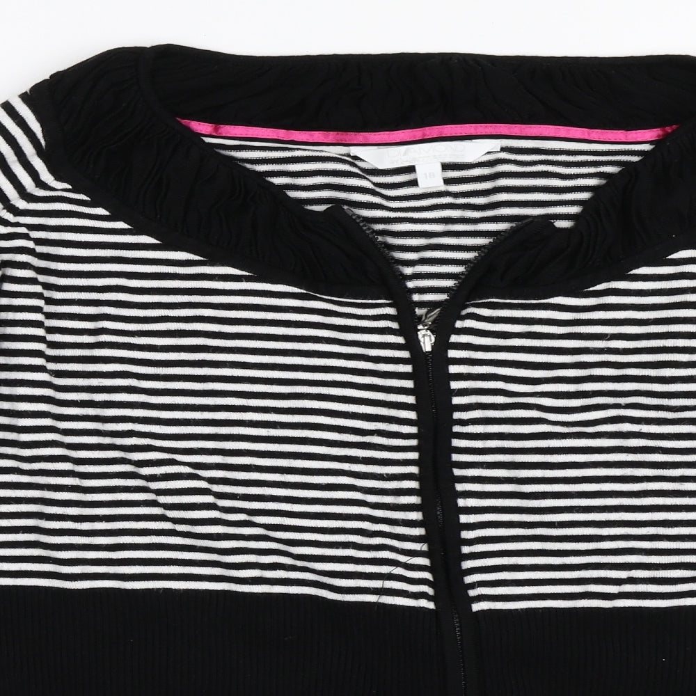 Debenhams Womens Black Striped  Full Zip Jumper Size 18