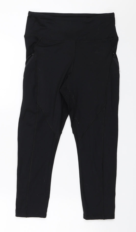 Front view of Forever 21 women’s black cropped leggings, size S, 21-inch leg