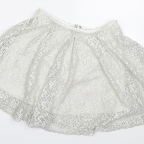 Miss Selfridge Womens Grey  Lace Skater Skirt Size 10