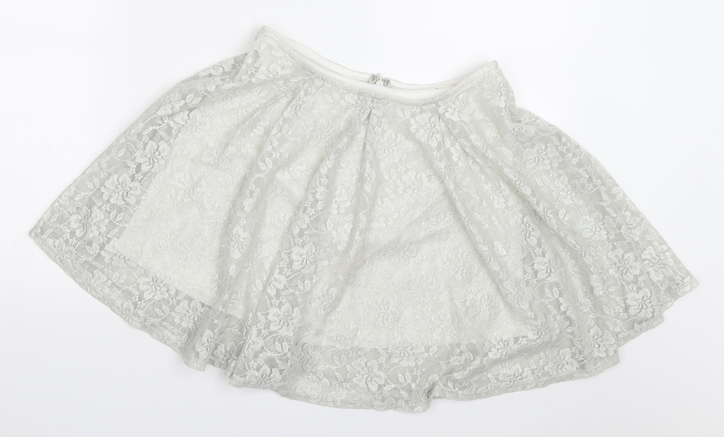 Miss Selfridge Womens Grey  Lace Skater Skirt Size 10