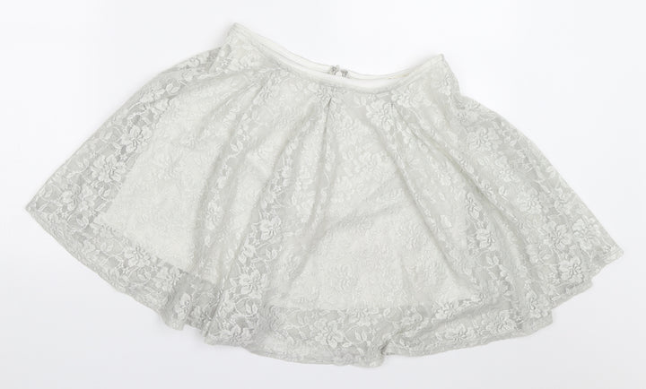 Miss Selfridge Womens Grey  Lace Skater Skirt Size 10