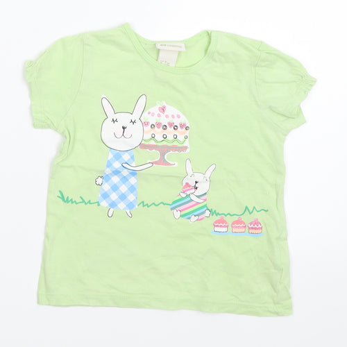 H&M Girls Green   Basic T-Shirt Size 12-18 Months
