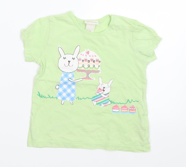 H&M Girls Green Basic T-Shirt Size 12-18 Months
