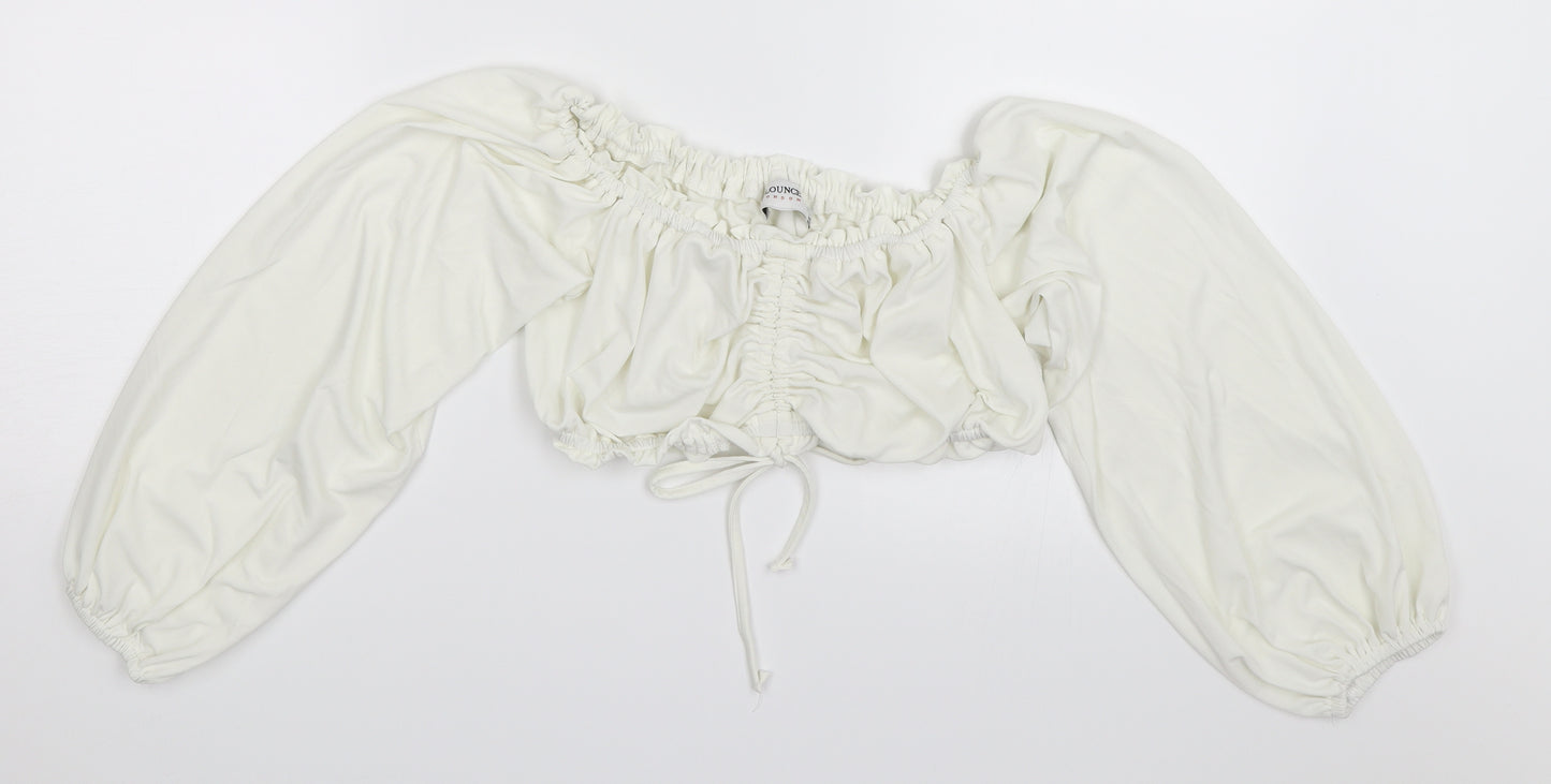 Flounce Womens White   Cropped Blouse Size 10