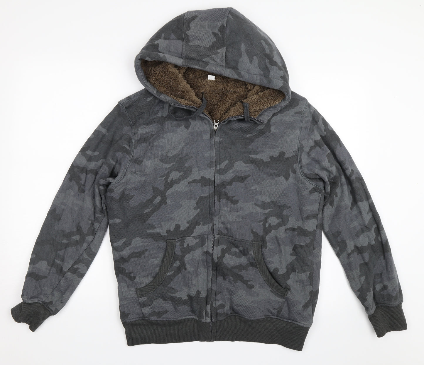 Uniqlo Mens Grey Camouflage  Full Zip Hoodie Size L
